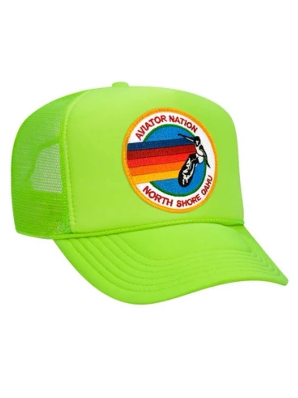 Aviator Nation Lime Trucker Hat with Surf Patch